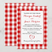 Country Gingham Red & White Karos Hochzeit Kariert Einladung (Vorne/Hinten)