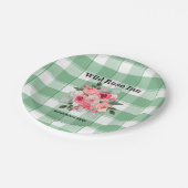 Country Gingham Wild Rose B & B Custom Farmhouse Pappteller (Schrägansicht)