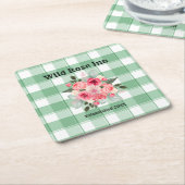 Country Gingham Wild Rose B & B Custom Farmhouse Rechteckiger Pappuntersetzer (angewinkelt)