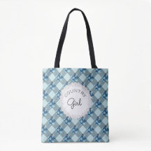Country Girl Blue Gingham Blume Muster