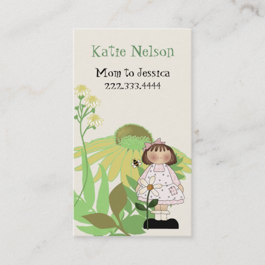 Country Girl mit Blume Mommy Card Telefonnummerkarte (Vorderseite)