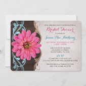 Country Girl Pink Zinnia Bridal Dusche Einladung (Vorderseite)