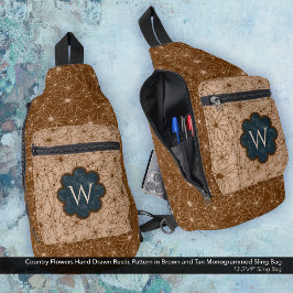 Country Girl Rustikales Blumenmuster Blau braun Crossbody Bag