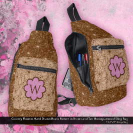 Country Girl Rustikales Blumenmuster Pink Brown Crossbody Bag