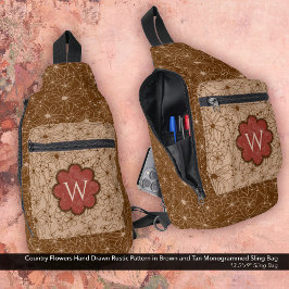 Country Girl Rustikales Muster Red Brown Crossbody Bag