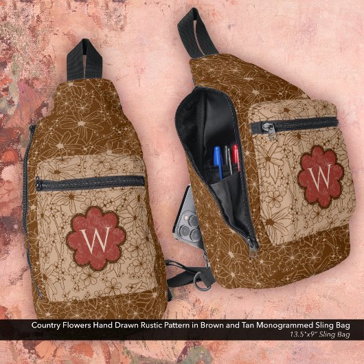 Country Girl Rustikales Muster Red Brown Crossbody Bag