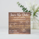 Country Gold Rustic Wood Timeline Hochzeit Save The Date (Stehend Vorderseite)