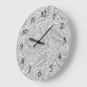 Country Grau William Morris Leaf Pattern Große Wanduhr (Winkel)