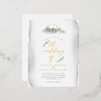 Country Gray Watercolor Blätter & Mountain Wedding