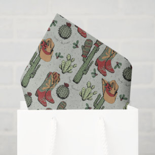 Country Green Cowboy Frohe Weihnachten Seidenpapier