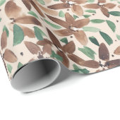 Country Green Floral Watercolor Hand-painted Geschenkpapier (Rolleneckpunkt)
