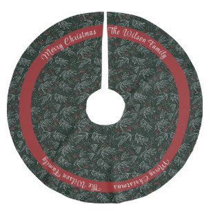 Country Green & Red Familienname hinzufügen Polyester Weihnachtsbaumdecke