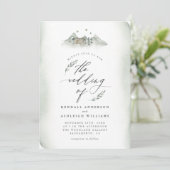 Country Green Watercolor Blätter & Mountain Weddin Einladung (Stehend Vorderseite)