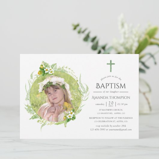 Country Greenerity Taufe oder Weihnachten Einladung (Stehend Vorderseite)