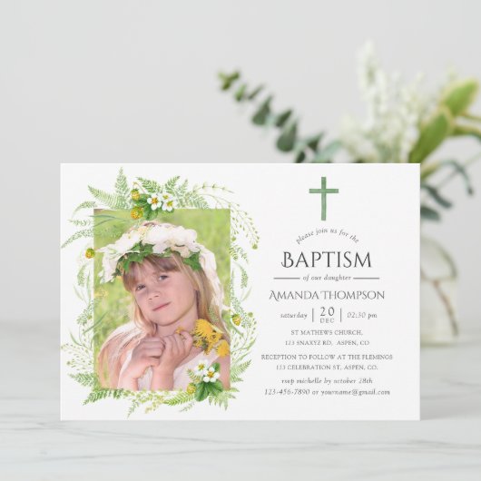 Country Greenerity Taufe oder Weihnachten Einladung (Stehend Vorderseite)