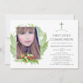 Country Greenery Erste Kommunion Einladung (Vorderseite)