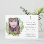 Country Greenery Erste Kommunion Einladung (Stehend Vorderseite)