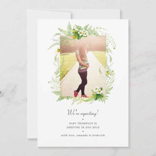 Country Greenery Foto Pregnancy Ankündigung (Vorderseite)