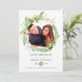 Country Greenery Foto Wedding Save The Date (Stehend Vorderseite)