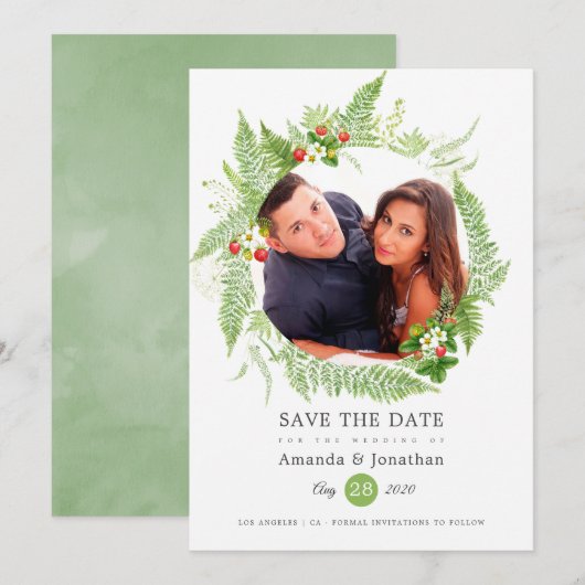 Country Greenery Foto Wedding Save The Date (Vorne/Hinten)