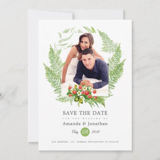 Country Greenery Foto Wedding Save The Date (Vorderseite)