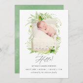 Country Greenery Geburtsankündigung Foto-Karte Ankündigung (Vorne/Hinten)