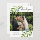 Country Greenery Wedding Foto Vielen Dank Postkarte (Vorne/Hinten)