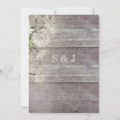 Country Grey Wood Floral Wedding Menü Einladung (Rückseite)