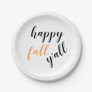 Country Happy Fall Y'all Festive Trendy Zitat Pappteller