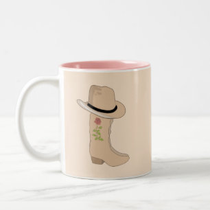 Country Hat & Boots auf Beige Zweifarbige Tasse