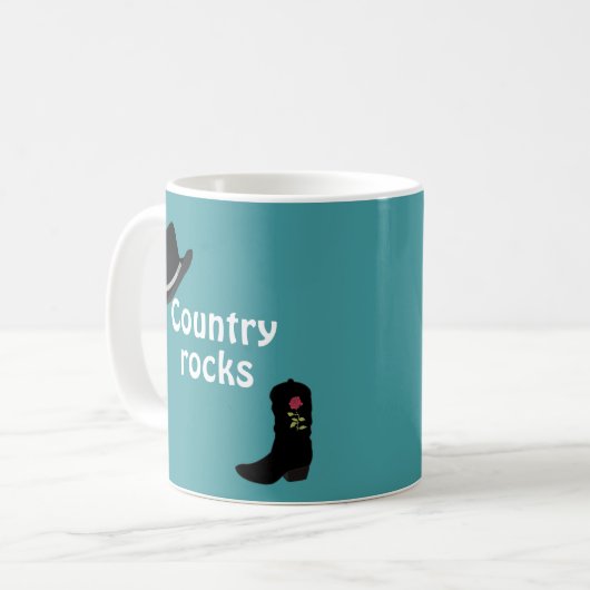 Country Hat & Calligraphie auf Aquamariner Kaffee- Kaffeetasse (Vorderseite Links)