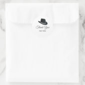 Country Hat & Calligraphy auf White Danke Runder Aufkleber (Tasche)