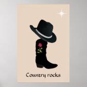 Country Hat und Boot auf Beige Poster (Vorne)