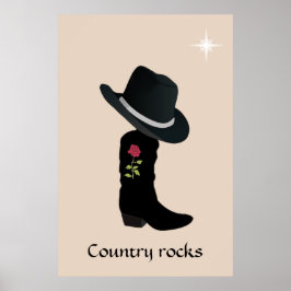 Country Hat und Boot auf Beige Poster