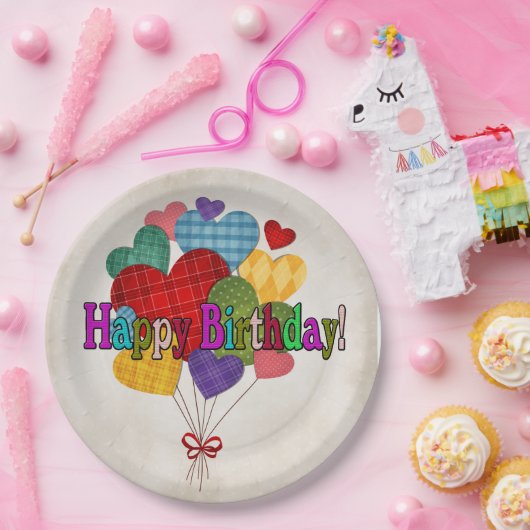 Country Heart Balloons Pappteller (Party)