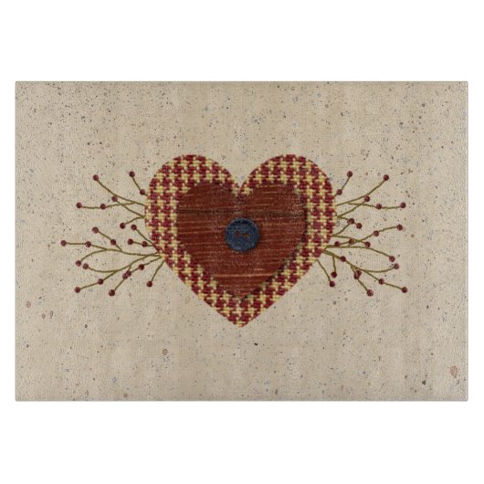 Country Heart Glass Cutting Board Schneidebrett (Vorderseite)