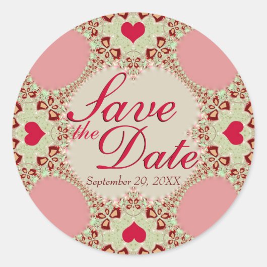 Country Heart Lace Save the Date Runder Aufkleber (Vorderseite)