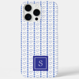 Country Heart Stripes Muster Monogramm iPhone 16 Pro Max Hülle