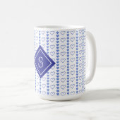 Country Heart Stripes Muster Monogramm Kaffeetasse (VorderseiteRechts)