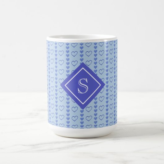 Country Heart Stripes Muster Monogramm Kaffeetasse (Mittel)