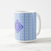 Country Heart Stripes Muster Monogramm Kaffeetasse (VorderseiteRechts)