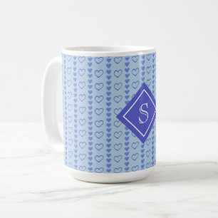 Country Heart Stripes Muster Monogramm Kaffeetasse