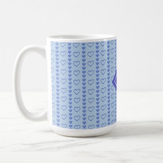 Country Heart Stripes Muster Monogramm Kaffeetasse (Links)