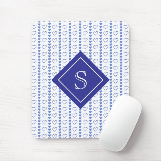 Country Heart Stripes Muster Monogramm Mousepad (Mit Mouse)