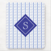 Country Heart Stripes Muster Monogramm Mousepad (Vorne)