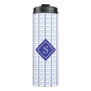 Country Heart Stripes Muster Monogramm Thermosbecher