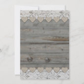 Country Hearts Lace Wood Hochzeit Einladung (Rückseite)