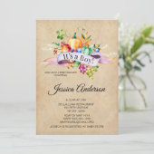 Country Herbst Lights Boy Baby Dusche Einladung (Stehend Vorderseite)