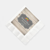 Country Herbstlaubs Chalk Washed Wood Wedding Serviette (Ecke)