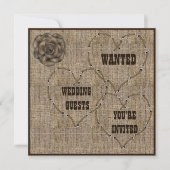 Country Hessian Burlap Wedding Einladung (Vorderseite)